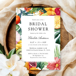 Invitación Colorida acuarela tropical, ducha de novia