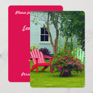 Invitación Colorida Adirondack Chair Floral Photo