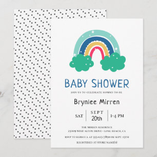 Invitación Colorida Baby Shower arcoiris