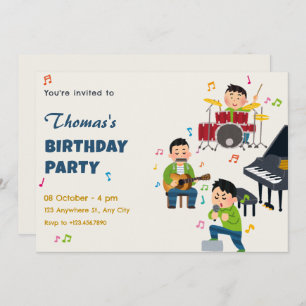 Invitación Colorida banda musical tocando cumpleaños