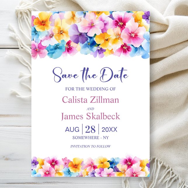 Invitación Colorida boda floral salva la fecha (Subido por el creador)