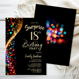 Invitación Colorida Bokeh Surprise 18th Birthday Party