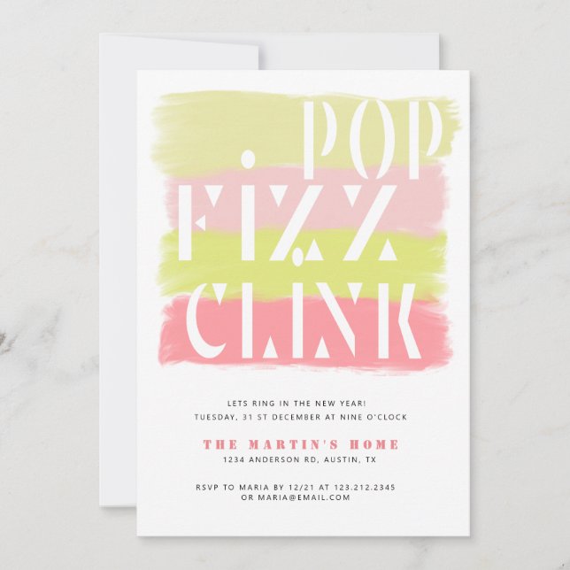 Invitación Colorida Broma de cepillo Fiesta de Año Nuevo mode (Anverso)
