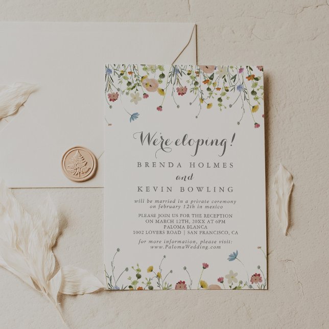 Invitación Colorida Dainty Wild Flowers Elopement Reception (Subido por el creador)