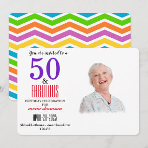 Invitación Colorida de 50 años y Fabulosa