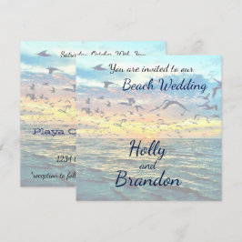Invitación colorida de la boda de playa de la