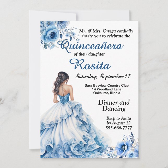 Invitación colorida de Quinceañera (Anverso)