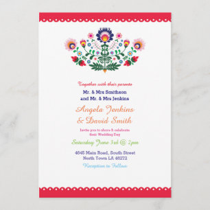 Invitación colorida del banquete de boda mexicano