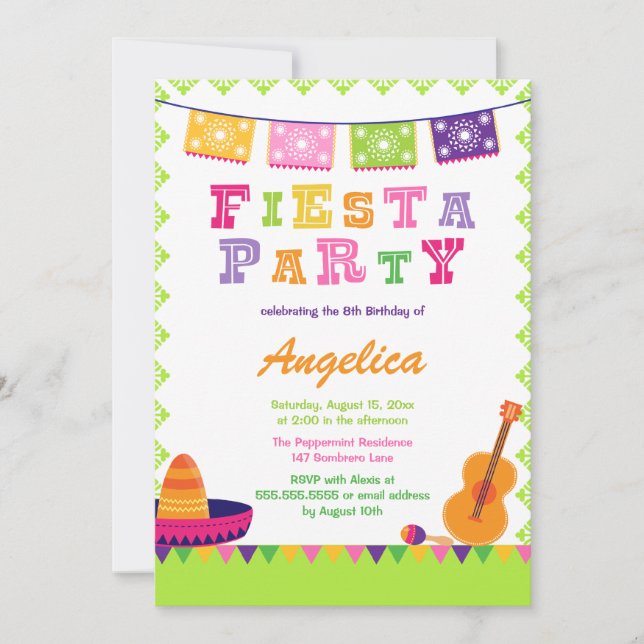 Invitación colorida del cumpleaños del fiesta de (Anverso)