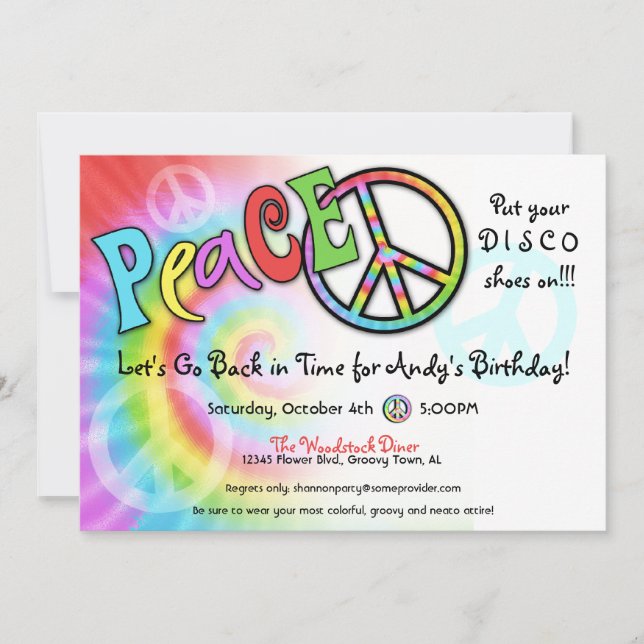 Invitación colorida del fiesta de la PAZ (Anverso)