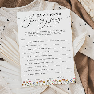 Invitación Colorida encuesta de Baby Shower sobre flores silv