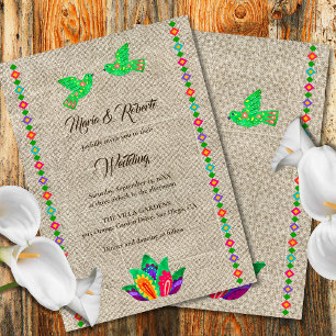 Invitación Colorida Fiesta Amor Aves Boda Mexicano
