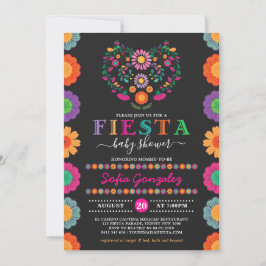 Invitación Colorida Fiesta Baby Shower Flores Mexicanas
