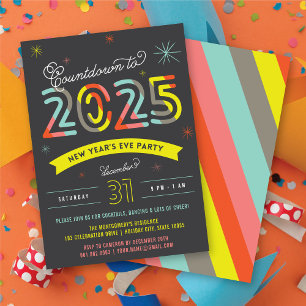 Invitación Colorida fiesta de Año Nuevo 2025