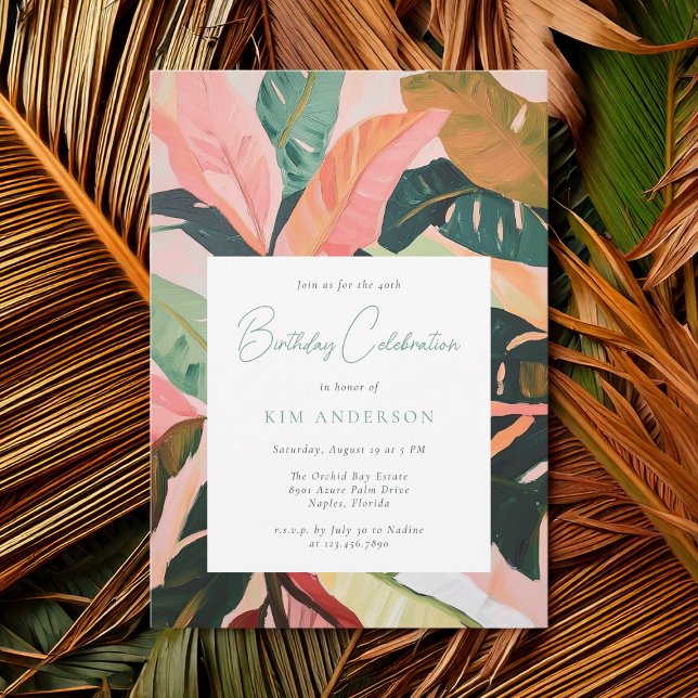 Invitación Colorida fiesta de cumpleaños de Boho Tropical Pal (Subido por el creador)