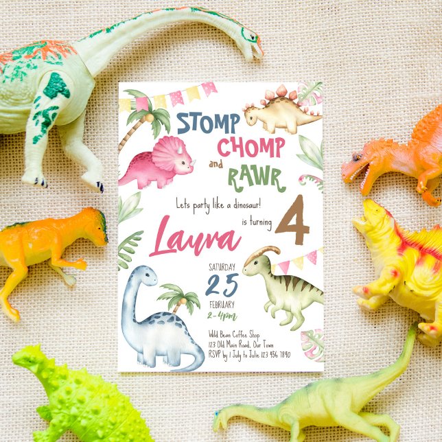 Invitación Colorida fiesta de cumpleaños de dinosaurios (Subido por el creador)