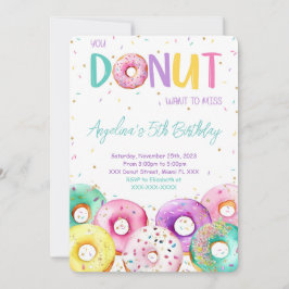 Invitación Colorida fiesta de cumpleaños de Donut