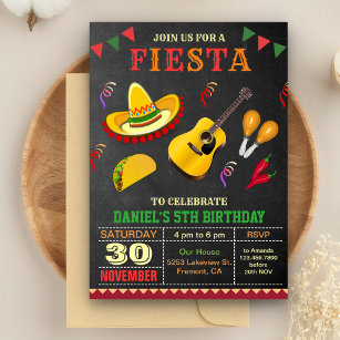Invitación Colorida fiesta de cumpleaños de Fiesta Mexicana