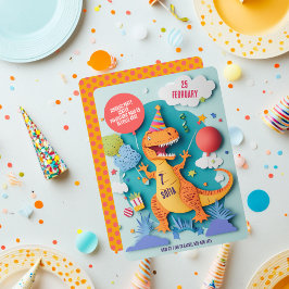 Invitación Colorida fiesta de cumpleaños de los dinosaurios T