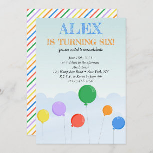 Invitación Colorida fiesta de cumpleaños de los globos