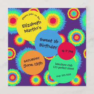 Invitación Colorida fiesta de cumpleaños de tinte