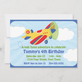 Invitación Colorida fiesta de cumpleaños del avión