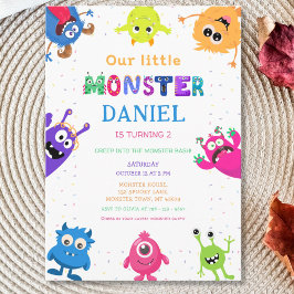 Invitación Colorida fiesta de cumpleaños del pequeño monstruo