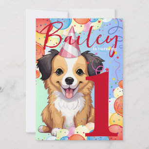 Invitación Colorida fiesta de cumpleaños del perro