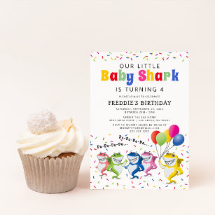 Invitación Colorida fiesta de cumpleaños del tiburón infantil