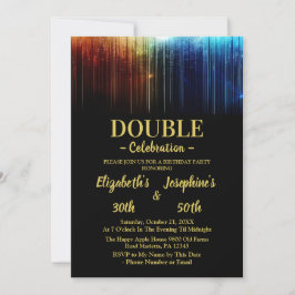 Invitación Colorida fiesta de cumpleaños doble conjunta de ad
