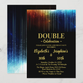 Invitación Colorida fiesta de cumpleaños doble conjunta de ad