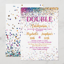 Invitación Colorida fiesta de cumpleaños doble conjunta de ad