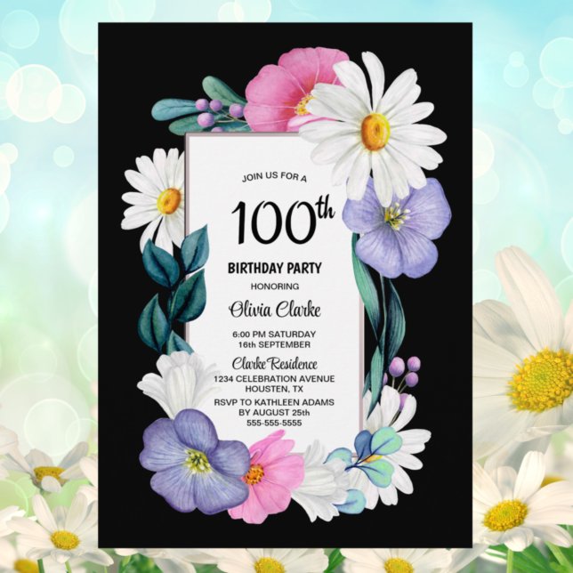 Invitación Colorida fiesta de cumpleaños número 100 (Subido por el creador)