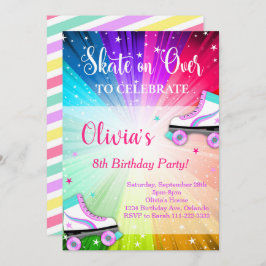 Invitación Colorida fiesta de cumpleaños para patinar sobre p