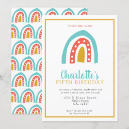 Invitación Colorida fiesta de cumpleaños personalizada Rainbo