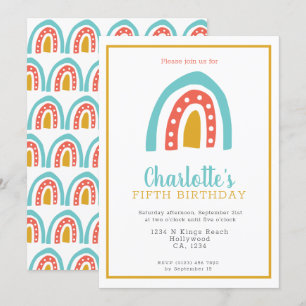 Invitación Colorida fiesta de cumpleaños personalizada Rainbo