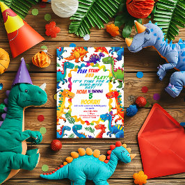 Invitación Colorida fiesta de cumpleaños temática de dinosaur