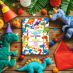 Invitación Colorida fiesta de cumpleaños temática de dinosaur