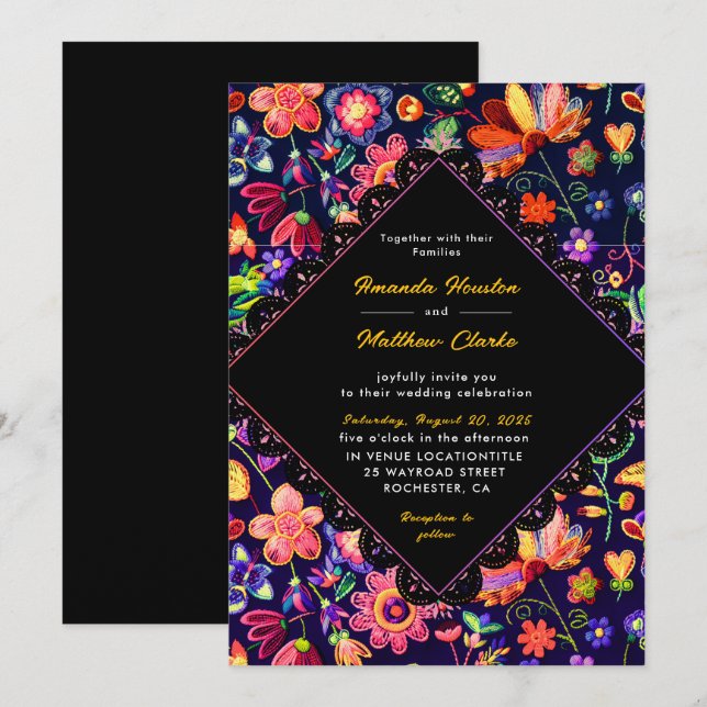 Invitación Colorida fiesta de la boda (Anverso / Reverso)