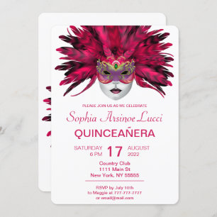 Invitación Colorida fiesta de la mascarada Quinceañera