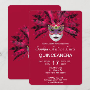 Invitación Colorida fiesta de la mascarada Quinceañera