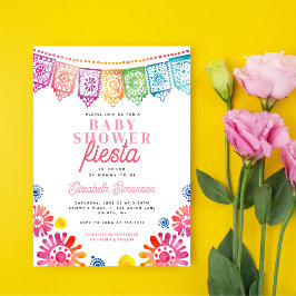 Invitación Colorida Fiesta Mexicana Baby Shower Rosa