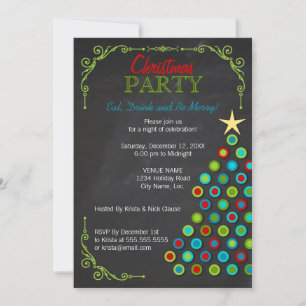 Invitación Colorida fiesta navideña en Chalkboard