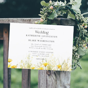 Invitación Colorida Flor Silvestre Amarilla Boda Sin Padres
