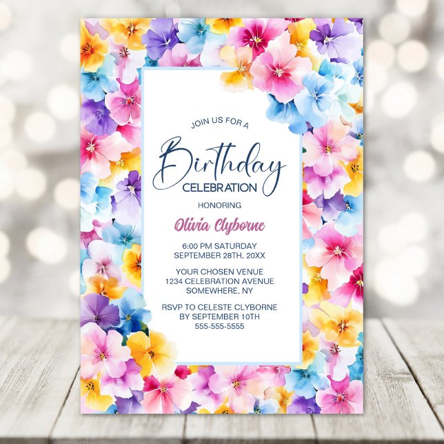 Invitación Colorida floral Cualquier fiesta de cumpleaños de  (Subido por el creador)