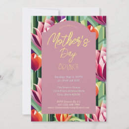 Invitación Colorida floral Día de la madre Brunch mauve rosa