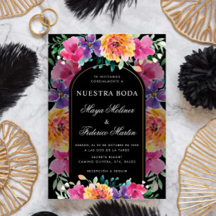 Invitación Colorida floral Nuestra Boda Boda española