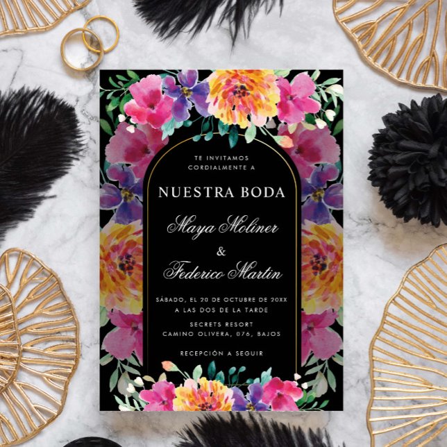 Invitación Colorida floral Nuestra Boda Boda española (Subido por el creador)