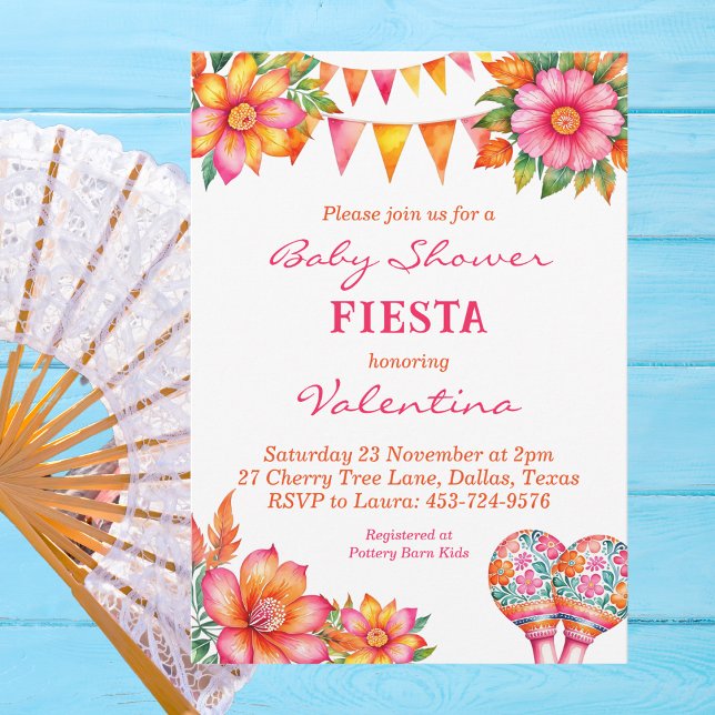 Invitación Colorida floral rosa mexicana Fiesta Baby Shower (Subido por el creador)