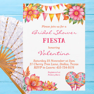 Invitación Colorida Floral Rosa Mexicana Fiesta Bridal Ducha